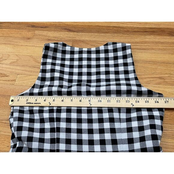 Ann Taylor Women's 4P Black Dress Polyester Plaid Strappy Sleeve Sheath Casual - Picture 8 of 8